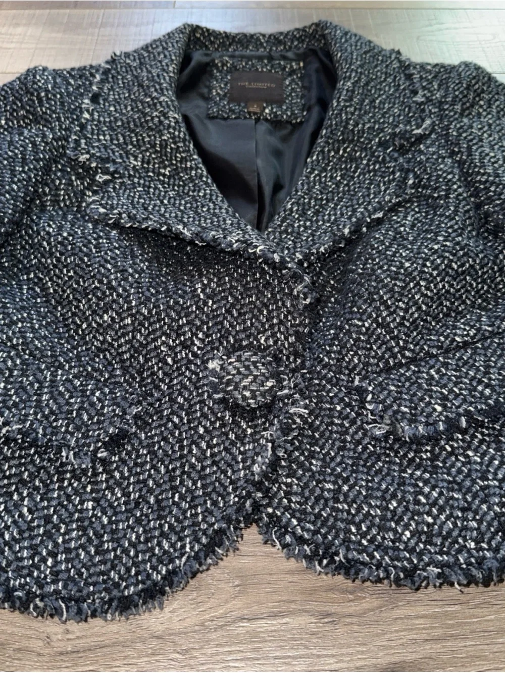 The Limited Women's Black & Gray Tweed Cropped Jacket size small